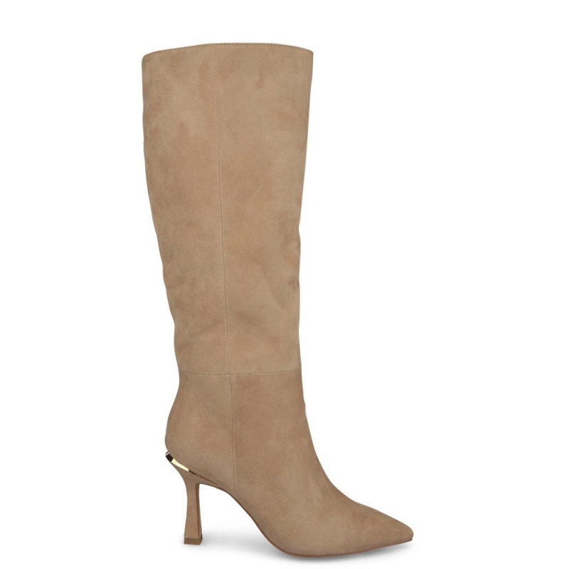 Bottes à Talons Alma En Pena Cuir Boots Smooth Beige Femme | ABJ-47822103